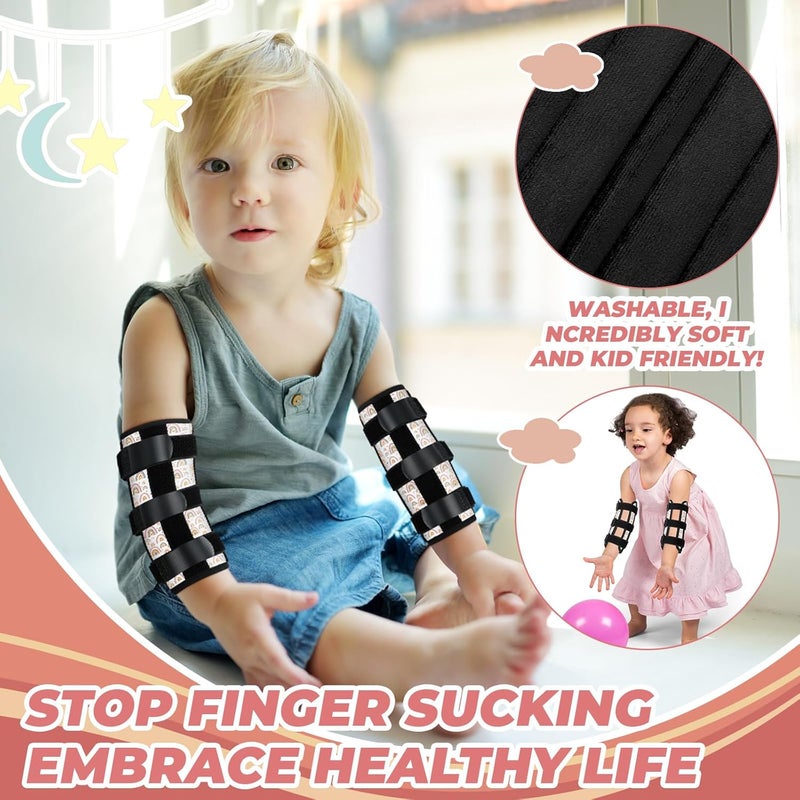 Threlaco 2 Pack Thumb Sucking Stop for Kids Toddlers Nail Biting Treatment Finger Sucking Deterrent Guard Prevention Anti Nose Picking Pediatric Elbow Immobilizer for Boys Girls 2-6 Years(Rainbow) - Image 4